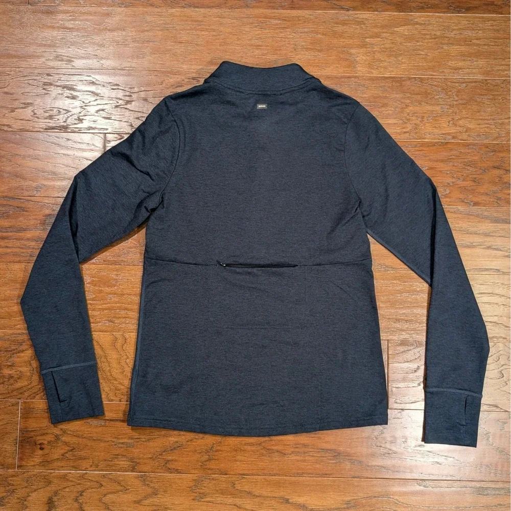 Prana Mens Quarter Zip Pullover Heather Gray Thumbhole Back Pocket‎ Size M 17x24